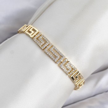 CM Labirent Model Zirkon Taşlı VIP Seri Gold Renk Pirinç Kadın Bileklik CM Labirent Model Zirkon Taşlı VIP Seri Gold Renk Pirinç Kadın Bileklik