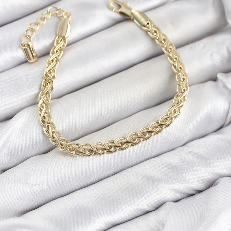 CM Singapur Zincir Model Gold Renk Pirinç Kadın Bileklik
