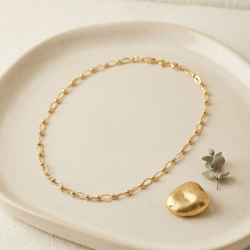 CM Top ve Halka Zincir Model 50 cm Gold Renk Kadın Kolye
