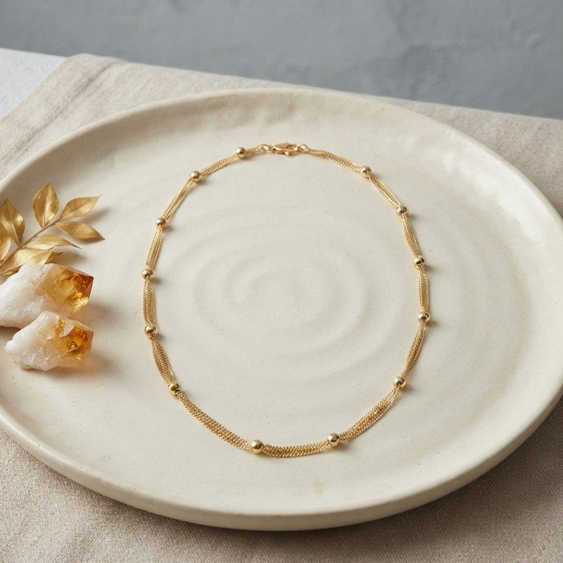 CM Top Zincirli Gold Renk 50 cm Kadın Kolye
