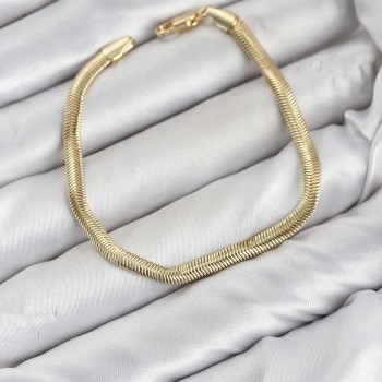 CM Yassı Yılan Zincir Model Gold Renk Pirinç Kadın Bileklik CM Yassı Yılan Zincir Model Gold Renk Pirinç Kadın Bileklik