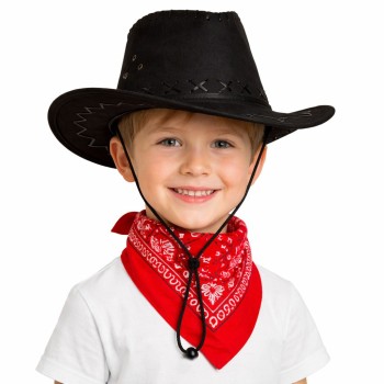 Çocuk Kovboy Şapka Siyah ve Kırmızı Bandana Seti Çocuk Kovboy Şapka Siyah ve Kırmızı Bandana Seti