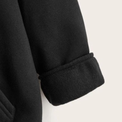 Çocuk Unisex Kapüşonlu Çizgi Kalp Baskılı Sweatshirt - Siyah