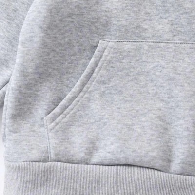 Çocuk Unisex Kapüşonlu Kedicik Baskılı Pamuklu Sweatshirt - Gri