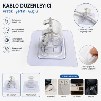 Çok Amaçlı Kıskaçlı Yapışkanlı Kablo ve Mop Tutucu Çok Amaçlı Kıskaçlı Yapışkanlı Kablo ve Mop Tutucu