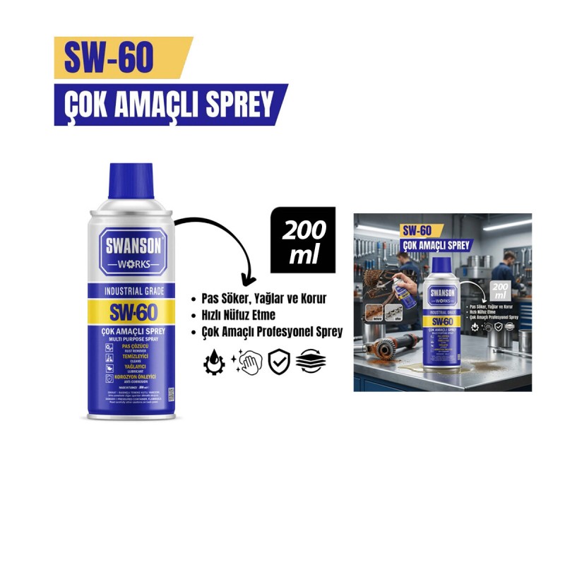 Çok Amaçlı Yağlayıcı Sprey - 200 ml - Pas Sökücü - Profesyonel Sprey Çok Amaçlı Yağlayıcı Sprey - 200 ml - Pas Sökücü - Profesyonel Sprey