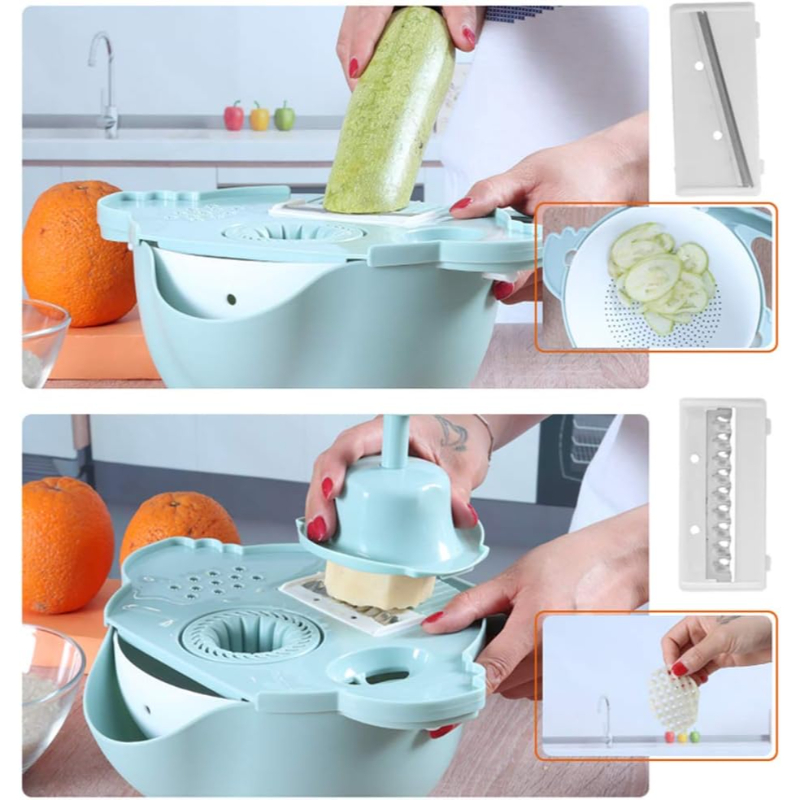 Çok Fonksiyonlu Salata Aparatı - Süzgeçli Doğrayıcı Kase Çok Fonksiyonlu Salata Aparatı - Süzgeçli Doğrayıcı Kase