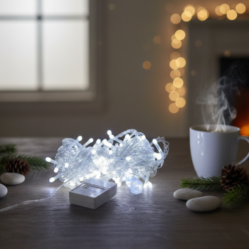 Damla Uçlu Beyaz Işık Şeffaf Kablo 10m 100 Led Damla Uçlu Beyaz Işık Şeffaf Kablo 10m 100 Led