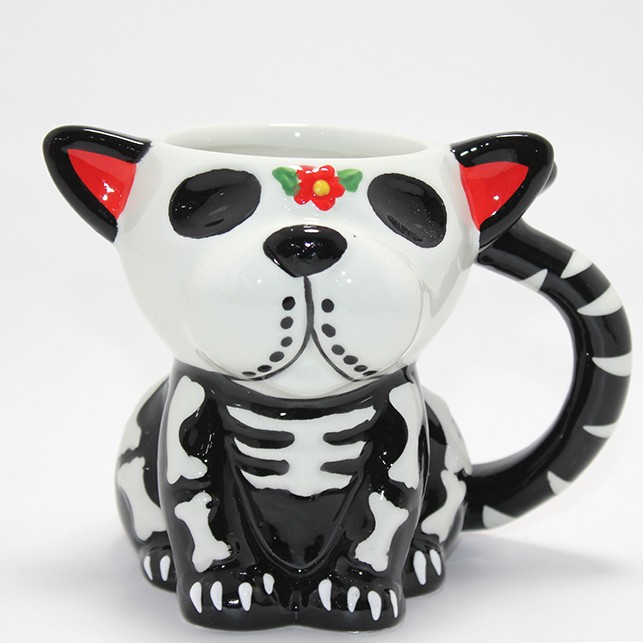 Day Of The Dead Köpek Figürlü 3D Kabartmalı Porselen Kupa Day Of The Dead Köpek Figürlü 3D Kabartmalı Porselen Kupa