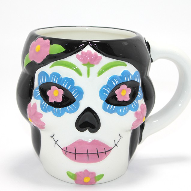 Day Of The Dead Şeker Kurukafa Tasarımlı Seramik Kupa Bardak Day Of The Dead Şeker Kurukafa Tasarımlı Seramik Kupa Bardak