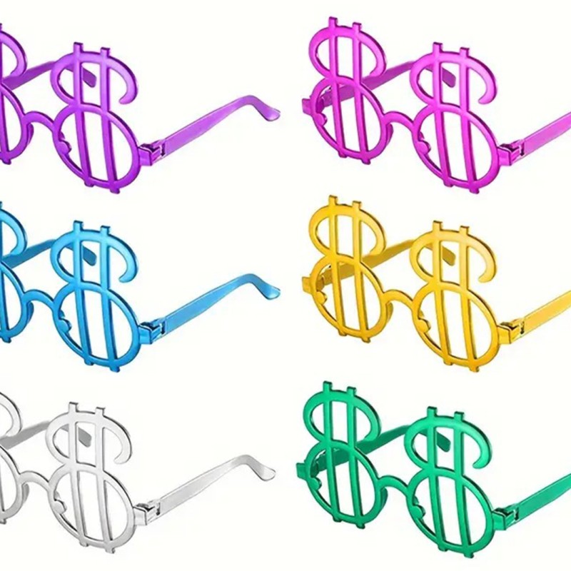 Dolar Şekilli Metalize Parti Gözlüğü 6 Adet Dolar Şekilli Metalize Parti Gözlüğü 6 Adet