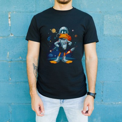 Duck Dodgers Uzay Baskılı Unisex Siyah Oversize Tişört - 24/1 Penye Duck Dodgers Uzay Baskılı Unisex Siyah Oversize Tişört - 24/1 Penye