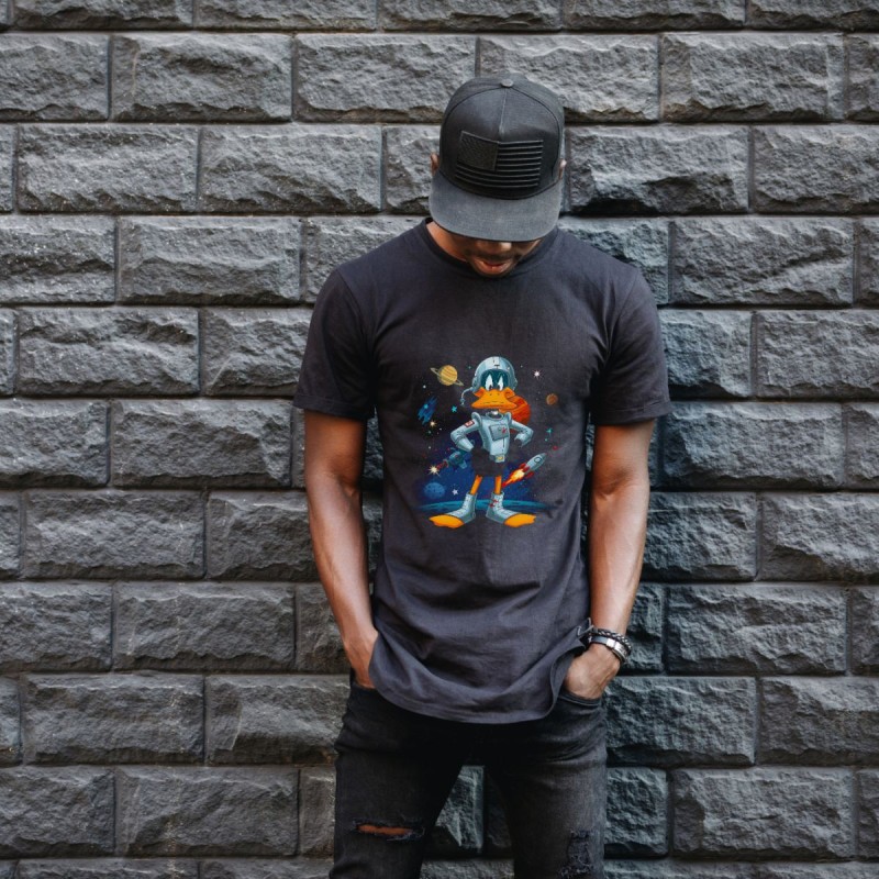 Duck Dodgers Uzay Baskılı Unisex Siyah Oversize Tişört - 24/1 Penye Duck Dodgers Uzay Baskılı Unisex Siyah Oversize Tişört - 24/1 Penye