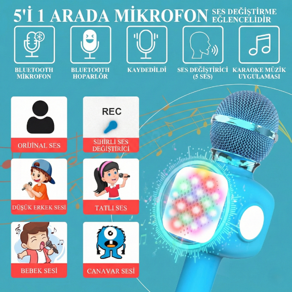 Eğlenceli Karaoke Mikrofonu - Çocuklar İçin Eğlenceli Karaoke Mikrofonu - Çocuklar İçin