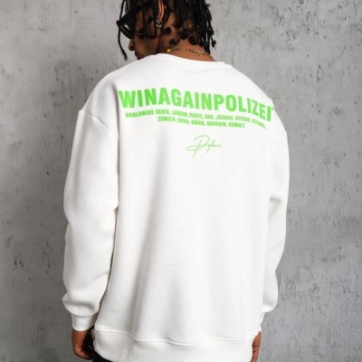 Erkek 3 iplik Bisiklet yaka Baskılı Sweatshirt - Beyaz
