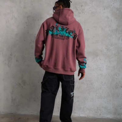 Erkek 3 İplik içi Pamuklu Alev Baskılı Kapüşonlu hoodie Sweatshirt - Gül Kurusu Erkek 3 İplik içi Pamuklu Alev Baskılı Kapüşonlu hoodie Sweatshirt - Gül Kurusu