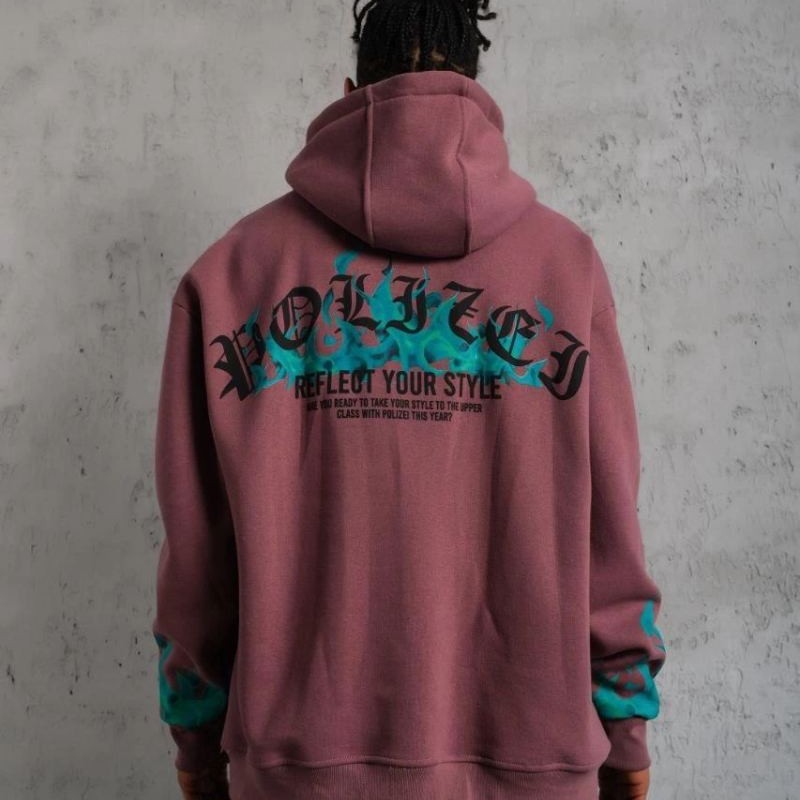 Erkek 3 İplik içi Pamuklu Alev Baskılı Kapüşonlu hoodie Sweatshirt - Gül Kurusu Erkek 3 İplik içi Pamuklu Alev Baskılı Kapüşonlu hoodie Sweatshirt - Gül Kurusu