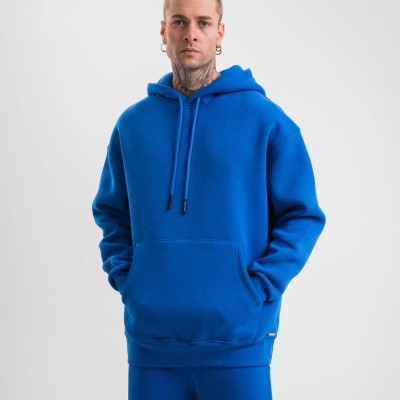 ERKEK 3 İplik Oversize Kapşonlu Basic SweatShirt Hoodie - Mavi ERKEK 3 İplik Oversize Kapşonlu Basic SweatShirt Hoodie - Mavi