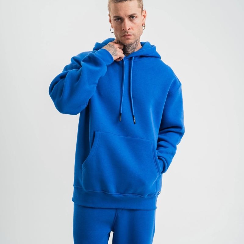 ERKEK 3 İplik Oversize Kapşonlu Basic SweatShirt Hoodie - Mavi ERKEK 3 İplik Oversize Kapşonlu Basic SweatShirt Hoodie - Mavi