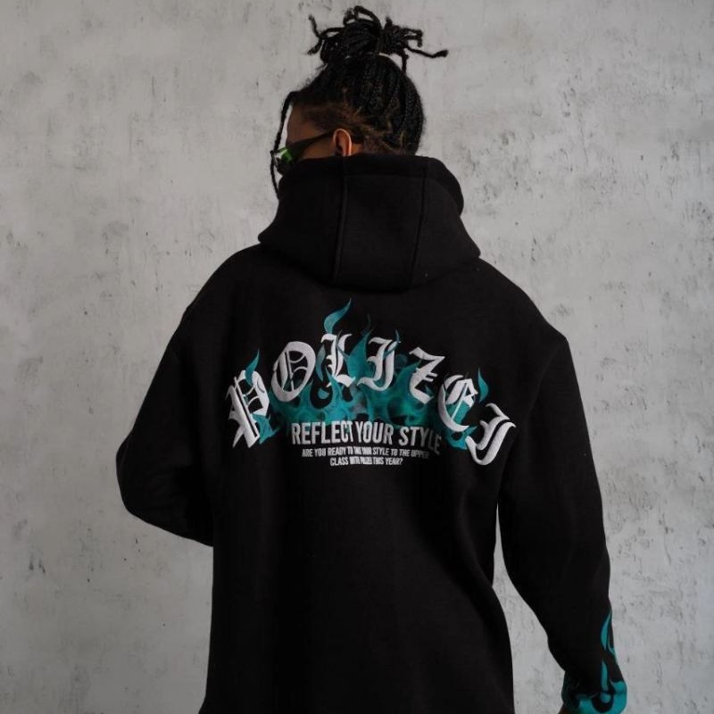 Erkek 3 İplik Pamuklu Alev Baskılı Kapüşonlu hoodie Sweatshirt - Siyah Erkek 3 İplik Pamuklu Alev Baskılı Kapüşonlu hoodie Sweatshirt - Siyah