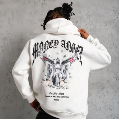 Erkek 3 İplik Pamuklu Baskılı Kapüşonlu Cepli Sweatshirt Hoodie - Beyaz Erkek 3 İplik Pamuklu Baskılı Kapüşonlu Cepli Sweatshirt Hoodie - Beyaz