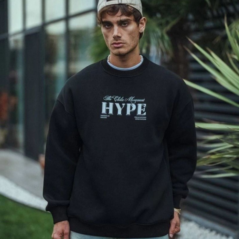 Erkek 3 İplik Pamuklu Bisiklet Yaka Baskılı SweatShirt - Siyah Erkek 3 İplik Pamuklu Bisiklet Yaka Baskılı SweatShirt - Siyah