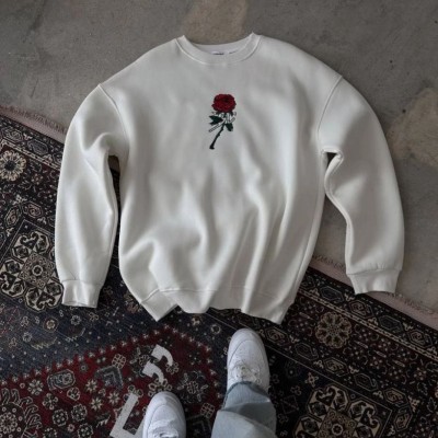 ERKEK 3 iplik Pamuklu Bisiklet Yaka Ön Ve Arka Baskılı SweatShirt - Beyaz ERKEK 3 iplik Pamuklu Bisiklet Yaka Ön Ve Arka Baskılı SweatShirt - Beyaz