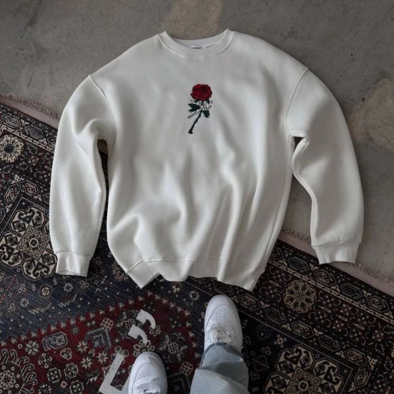 ERKEK 3 iplik Pamuklu Bisiklet Yaka Ön Ve Arka Baskılı SweatShirt - Beyaz ERKEK 3 iplik Pamuklu Bisiklet Yaka Ön Ve Arka Baskılı SweatShirt - Beyaz