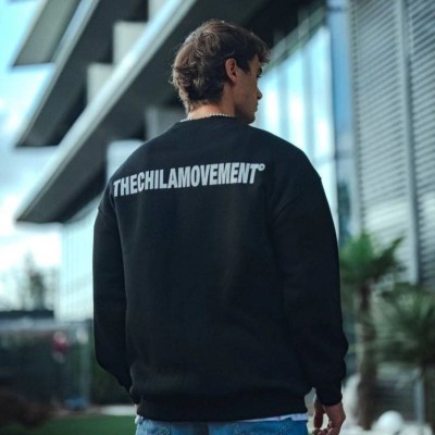 Erkek 3 iplik Pamuklu Bisiklet Yaka Oversize Baskılı SweatShirt - Siyah Erkek 3 iplik Pamuklu Bisiklet Yaka Oversize Baskılı SweatShirt - Siyah