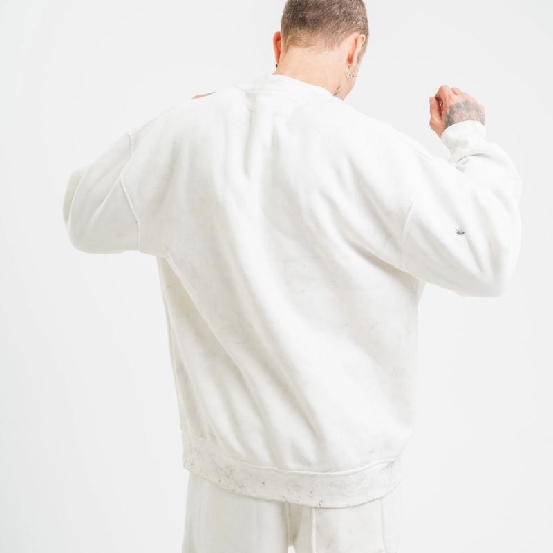 ERKEK 3 İplik Pamuklu Bisiklet Yaka Yıkamalı SweatShirt - Beyaz ERKEK 3 İplik Pamuklu Bisiklet Yaka Yıkamalı SweatShirt - Beyaz
