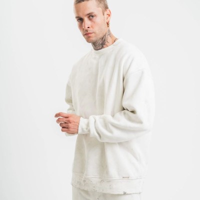 ERKEK 3 İplik Pamuklu Bisiklet Yaka Yıkamalı SweatShirt - Beyaz ERKEK 3 İplik Pamuklu Bisiklet Yaka Yıkamalı SweatShirt - Beyaz