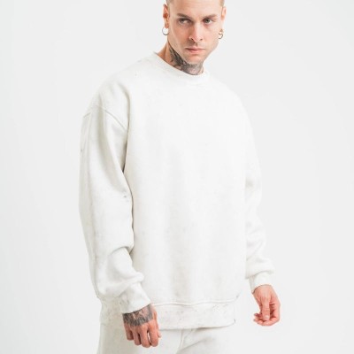ERKEK 3 İplik Pamuklu Bisiklet Yaka Yıkamalı SweatShirt - Beyaz ERKEK 3 İplik Pamuklu Bisiklet Yaka Yıkamalı SweatShirt - Beyaz