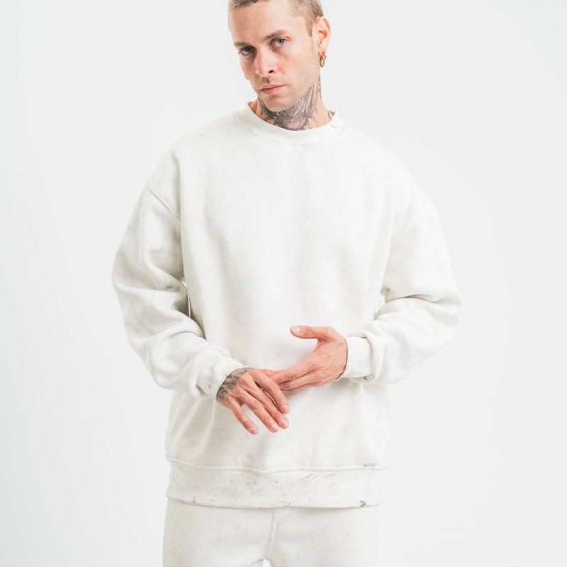 ERKEK 3 İplik Pamuklu Bisiklet Yaka Yıkamalı SweatShirt - Beyaz ERKEK 3 İplik Pamuklu Bisiklet Yaka Yıkamalı SweatShirt - Beyaz