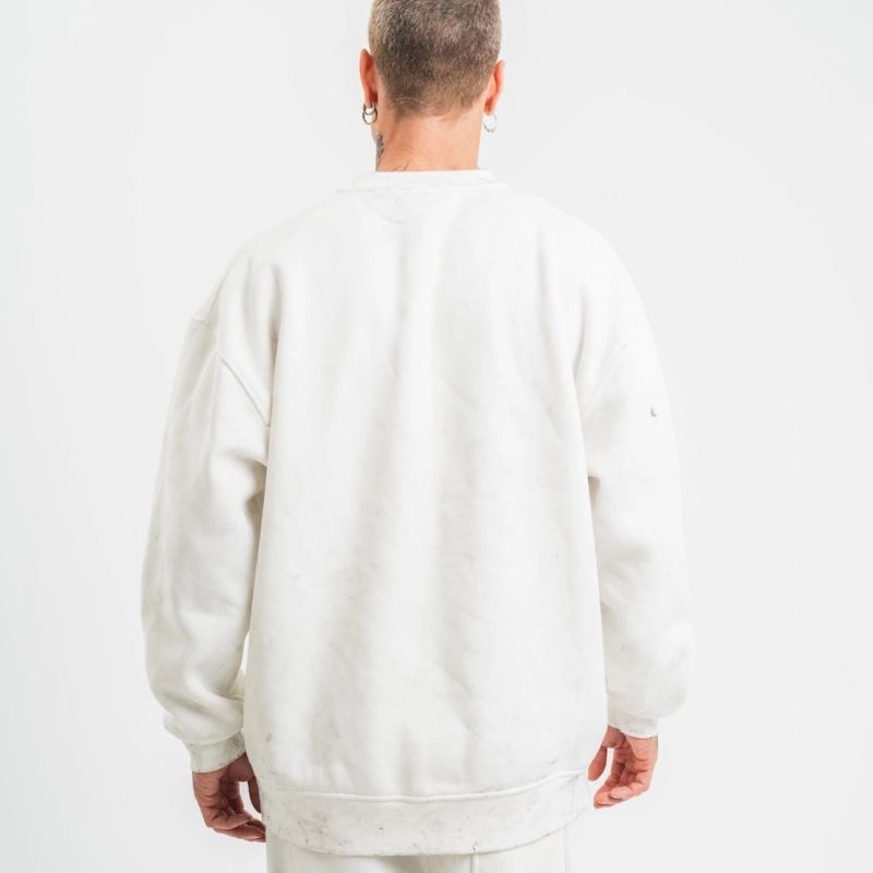 ERKEK 3 İplik Pamuklu Bisiklet Yaka Yıkamalı SweatShirt - Beyaz ERKEK 3 İplik Pamuklu Bisiklet Yaka Yıkamalı SweatShirt - Beyaz