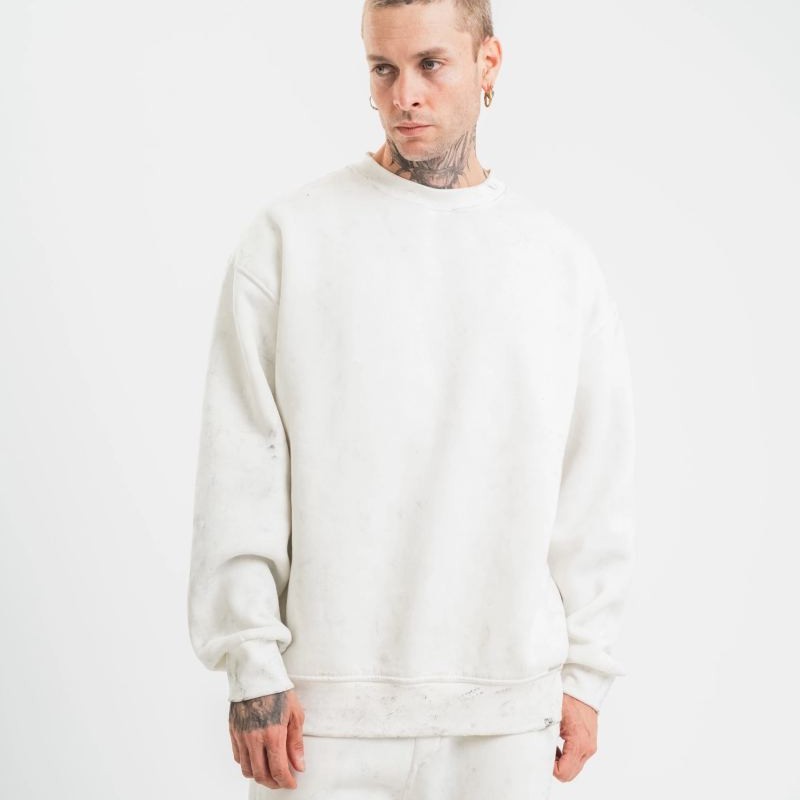 ERKEK 3 İplik Pamuklu Bisiklet Yaka Yıkamalı SweatShirt - Beyaz ERKEK 3 İplik Pamuklu Bisiklet Yaka Yıkamalı SweatShirt - Beyaz