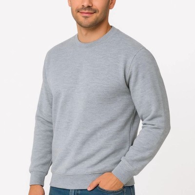 Erkek 3 İplik Pamuklu Düz Bisiklet Yaka SweatShirt - Gri Erkek 3 İplik Pamuklu Düz Bisiklet Yaka SweatShirt - Gri