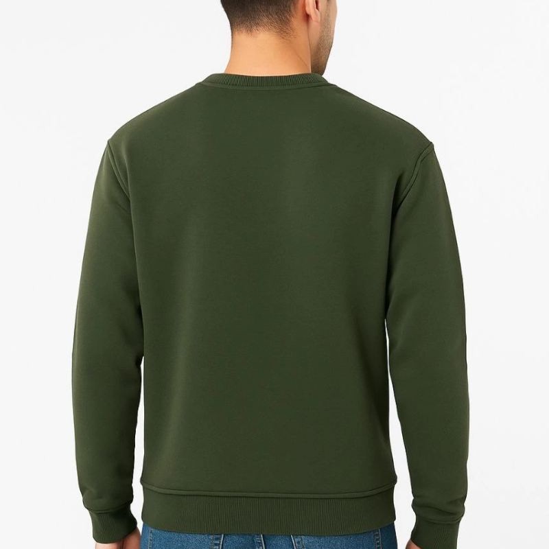 Erkek 3 İplik Pamuklu Düz Bisiklet Yaka SweatShirt - Haki Erkek 3 İplik Pamuklu Düz Bisiklet Yaka SweatShirt - Haki