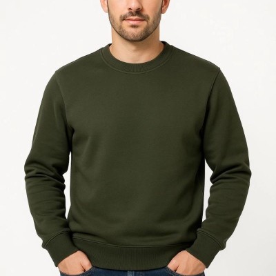 Erkek 3 İplik Pamuklu Düz Bisiklet Yaka SweatShirt - Haki Erkek 3 İplik Pamuklu Düz Bisiklet Yaka SweatShirt - Haki