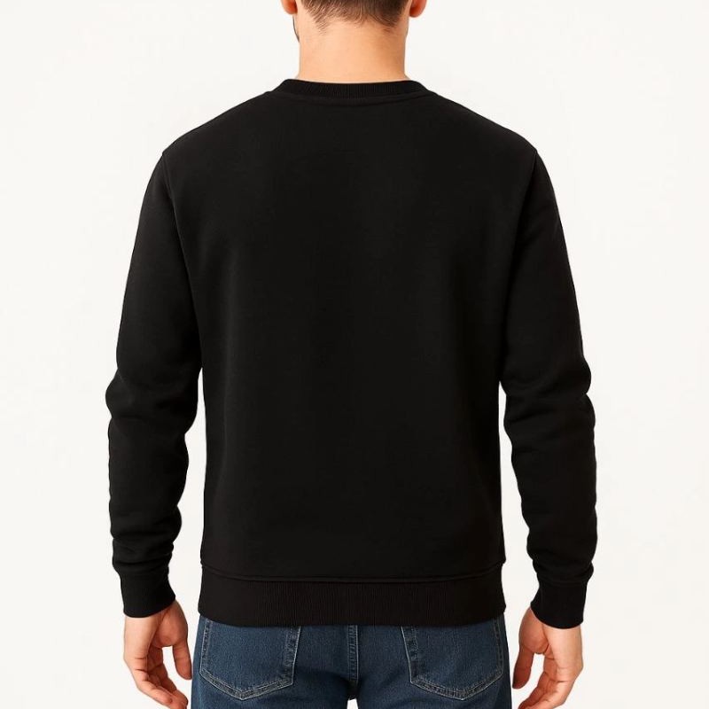 Erkek 3 İplik Pamuklu Düz Bisiklet Yaka SweatShirt - Siyah Erkek 3 İplik Pamuklu Düz Bisiklet Yaka SweatShirt - Siyah