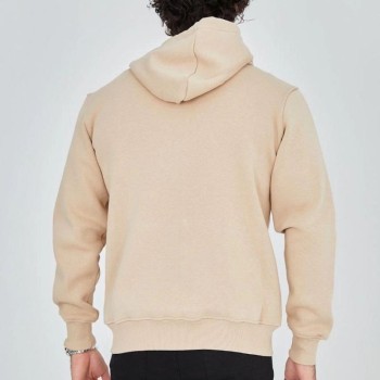 Erkek 3 İplik Pamuklu Fermuarlı Kapüşonlu Kanguru Cepli Baskılı Hoodie Hırka Sweatshirt - Bej Erkek 3 İplik Pamuklu Fermuarlı Kapüşonlu Kanguru Cepli Baskılı Hoodie Hırka Sweatshirt - Bej