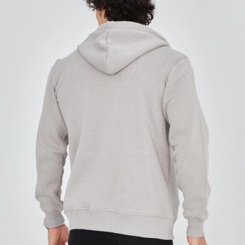 Erkek 3 İplik Pamuklu Fermuarlı Kapüşonlu Kanguru Cepli Baskılı Hoodie Hırka Sweatshirt - Boyalı Gri Erkek 3 İplik Pamuklu Fermuarlı Kapüşonlu Kanguru Cepli Baskılı Hoodie Hırka Sweatshirt - Boyalı Gri