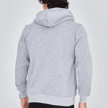 Erkek 3 İplik Pamuklu Fermuarlı Kapüşonlu Kanguru Cepli Baskılı Hoodie Hırka Sweatshirt -Gri Erkek 3 İplik Pamuklu Fermuarlı Kapüşonlu Kanguru Cepli Baskılı Hoodie Hırka Sweatshirt -Gri