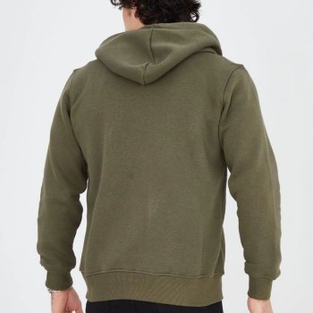 Erkek 3 İplik Pamuklu Fermuarlı Kapüşonlu Kanguru Cepli Baskılı Hoodie Hırka Sweatshirt - Yeşil Erkek 3 İplik Pamuklu Fermuarlı Kapüşonlu Kanguru Cepli Baskılı Hoodie Hırka Sweatshirt - Yeşil