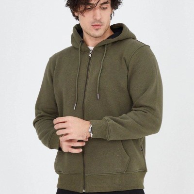 Erkek 3 İplik Pamuklu Fermuarlı Kapüşonlu Kanguru Cepli Hoodie Hırka Sweatshirt - Yeşil Erkek 3 İplik Pamuklu Fermuarlı Kapüşonlu Kanguru Cepli Hoodie Hırka Sweatshirt - Yeşil