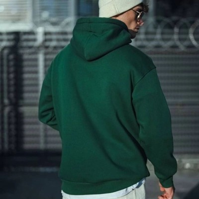 Erkek 3 İplik Pamuklu Kapüşonlu Basic SweatShirt Hoodie - Haki Erkek 3 İplik Pamuklu Kapüşonlu Basic SweatShirt Hoodie - Haki
