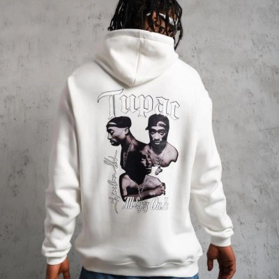 Erkek 3 İplik Pamuklu Kapüşonlu Baskılı Cepli Oversize Sweatshirt Hoodie - Beyaz Erkek 3 İplik Pamuklu Kapüşonlu Baskılı Cepli Oversize Sweatshirt Hoodie - Beyaz