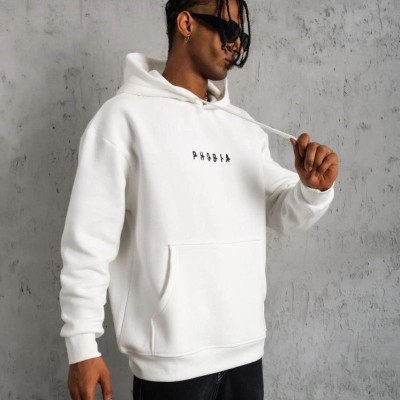 Erkek 3 İplik Pamuklu Kapüşonlu Baskılı Cepli Oversize Sweatshirt Hoodie - Beyaz Erkek 3 İplik Pamuklu Kapüşonlu Baskılı Cepli Oversize Sweatshirt Hoodie - Beyaz