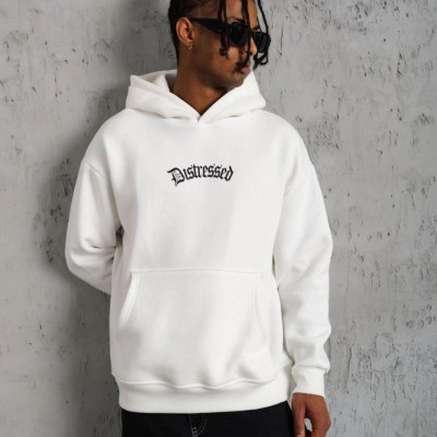 Erkek 3 İplik Pamuklu Kapüşonlu Baskılı Cepli Oversize Sweatshirt Hoodie - Beyaz Erkek 3 İplik Pamuklu Kapüşonlu Baskılı Cepli Oversize Sweatshirt Hoodie - Beyaz