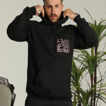 Erkek 3 İplik Pamuklu Kapüşonlu Baskılı Cepli Oversize Sweatshirt Hoodie - Siyah Erkek 3 İplik Pamuklu Kapüşonlu Baskılı Cepli Oversize Sweatshirt Hoodie - Siyah