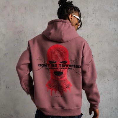 Erkek 3 İplik Pamuklu Kapüşonlu Baskılı Cepli Sweatshirt Hoodie - Gül Kurusu Erkek 3 İplik Pamuklu Kapüşonlu Baskılı Cepli Sweatshirt Hoodie - Gül Kurusu